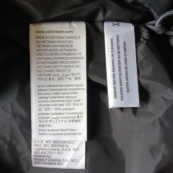 New Calvin Klein Jeans Puffer Hooded Coat Water Resistant Charcoal Grey Size 2XL - Picture 13 of 16